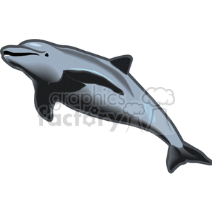 The clipart image shows a stylized illustration of a dolphin. It is designed in a semi-realistic yet simplified manner with shading and highlights that give the impression of a three-dimensional form.