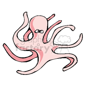 A clipart image of a pink octopus with a simple, cartoonish design. The octopus has multiple tentacles and a little face with two eyes, giving it a playful appearance.