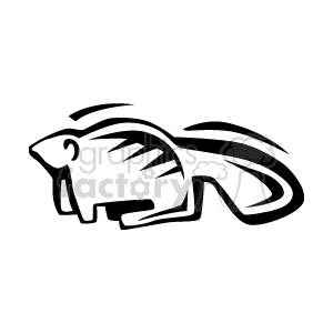 Black and white clipart of a stylized beaver.