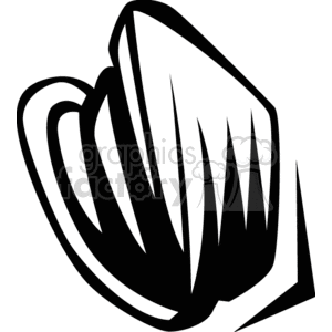 A black and white clipart image of clam shell