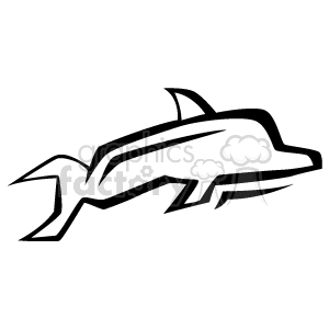 The clipart depicts a stylized representation of a dolphin. The image features simple, clean lines outlining the dolphin's body, dorsal fin, and tail, which provides a dynamic sense of its movement through water.