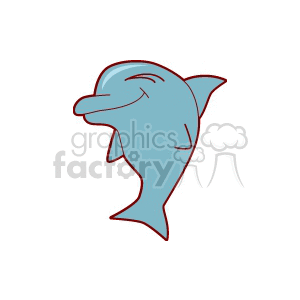 The image is a simple clipart of a smiling dolphin with a stylized depiction including basic shapes and lines to represent the form of the dolphin.