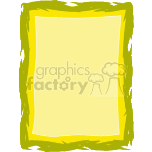 The clipart image shows a simple, stylized yellow frame or border with a thick, wavy outline. The central area is blank, indicating that it could be used as a decorative border for text or to frame around a picture. The style is cartoonish with uneven and irregular lines, giving it a playful and informal look.