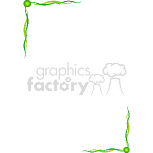 The image is a decorative clipart border with a green theme. It features green swirls or vine-like designs along with green accents that may resemble leaves or stylized circles. This type of border could be used for designing flyers, invitations, or any printable materials to add a decorative touch to the edges of the page.