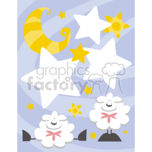 Sheep with moon and stars photo frame