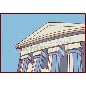 Clipart image of a classical building with columns, resembling ancient Greek or Roman architecture.