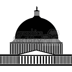 A black and white clipart image of a domed building resembling the United States Capitol.