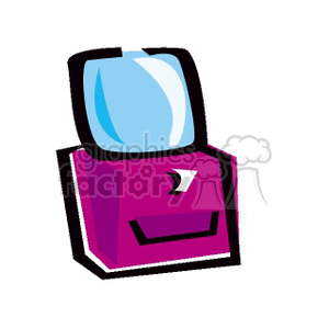 A colorful abstract clipart image of an office water cooler