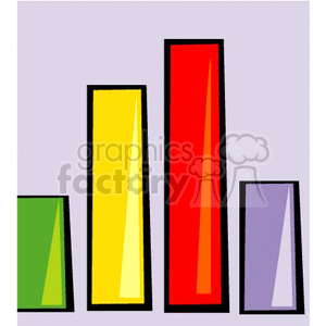 Colorful bar chart clipart with green, yellow, red, and purple bars.