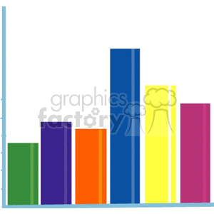 Colorful bar chart clipart with various vertical bars in green, purple, orange, blue, yellow, and pink.