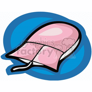 Illustration of a pink computer mouse on a blue background.