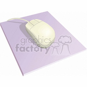 A clipart image of a computer mouse on a purple mouse pad.