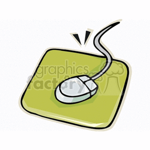 Clipart image of a computer mouse on a green mouse pad.