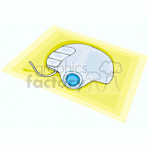 Clipart of a computer mouse on a yellow background.