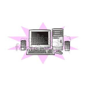 Desktop Computer Setup with Pink Starburst