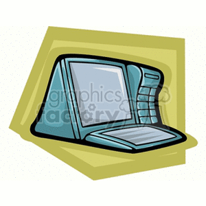 Clipart image of a stylized computer monitor and keyboard.