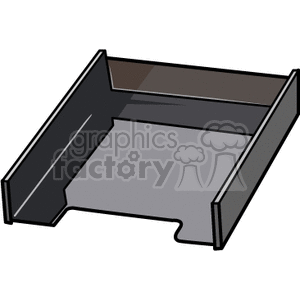 Clipart image of an empty gray office document tray, often used for organizing papers on a desk.