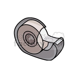 Clipart image of a tape dispenser with a roll of transparent adhesive tape.