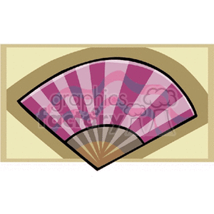 A clipart image of a traditional Japanese or Chinese folding hand fan with a pink and purple pattern.