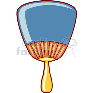 Clipart image of a traditional hand fan with a blue top section and a yellow handle.