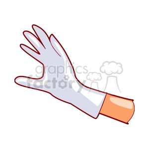 A clipart image of a white rubber / latex glove on someones hand