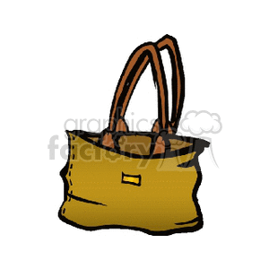 A clipart image of a yellow tote bag with brown handles.