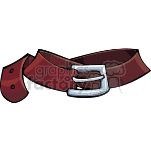 Clipart of a brown leather belt with a silver buckle.