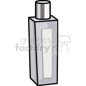 Clipart image of a rectangular bottle with a silver cap.