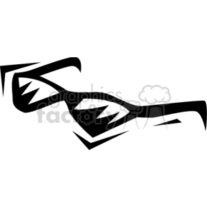 A stylized black and white clipart image of eyeglasses with angular, sharp-edged frames.