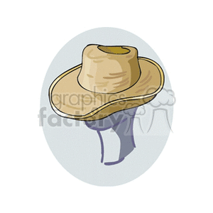 A clipart image of a brown cowboy hat placed on a mannequin head.