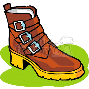 Brown Boot with Buckles and Yellow Sole