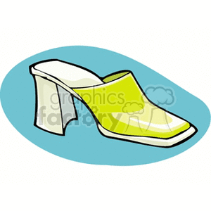 A colorful clipart image of a high heel shoe with a modern design.