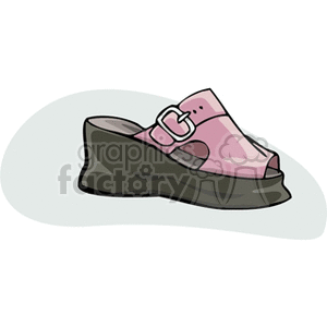 Clipart of a pink wedge sandal with a buckle.