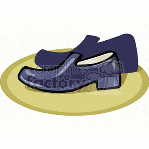 Illustration of a pair of navy blue loafers on a yellow surface.