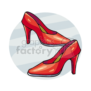 Clipart image of a pair of red high-heeled shoes.