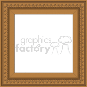 A classic square brown wooden picture frame with decorative patterns.