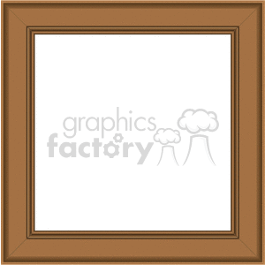 A square, brown wooden frame with an empty white center, suitable for decoration or artwork display.