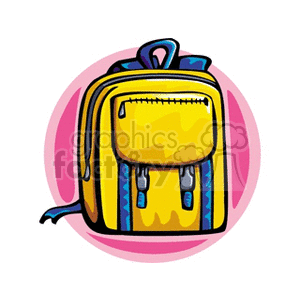 Cartoon yellow backpack with blue straps 