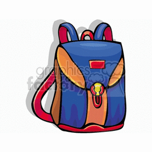 Cartoon blue backpack with red straps 