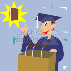 A Man in a Blue Cap and Gown with a Bight Idea