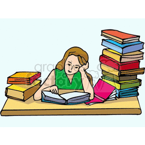 Girl Studying with Books