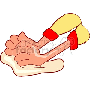 Cartoon Hands Kneading Dough