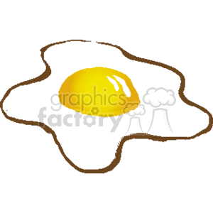 The clipart image depicts a simple illustration of a fried egg with a central yellow yolk and white, wavy edges to represent the white of the egg, often seen in a slightly irregular shape typical of a fried egg cooked in a pan.