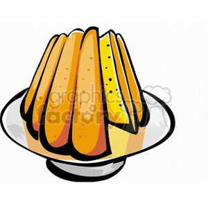 Clipart image of a bundt cake on a plate.