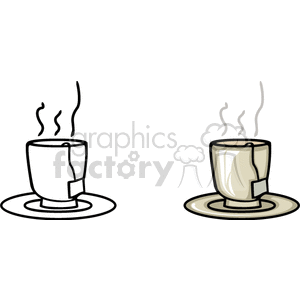 Illustration of Steaming Tea Cups