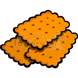 Clipart image of two orange square crackers with dotted patterns.