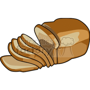 Clipart of a sliced loaf of bread with several slices visible.