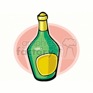 Clipart image of a green bottle with a yellow label, typically representing a beverage or alcoholic drink.