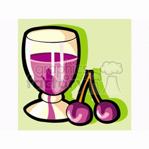 Clipart image of a beverage in a glass with two cherries.