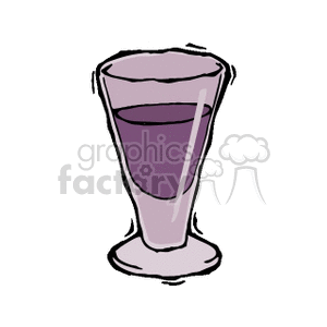 A clipart image of a tall glass filled with a purple smoothie 